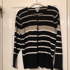 NWOT Striped Cardigan! SILK & COTTON! Size 1X but could be more like a large!